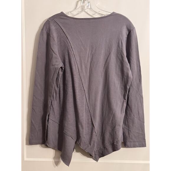 Lulu B Top Shirt Sz S Purple Gray Knit Lagenlook Buttons Tunic Minimalist - Picture 4 of 8